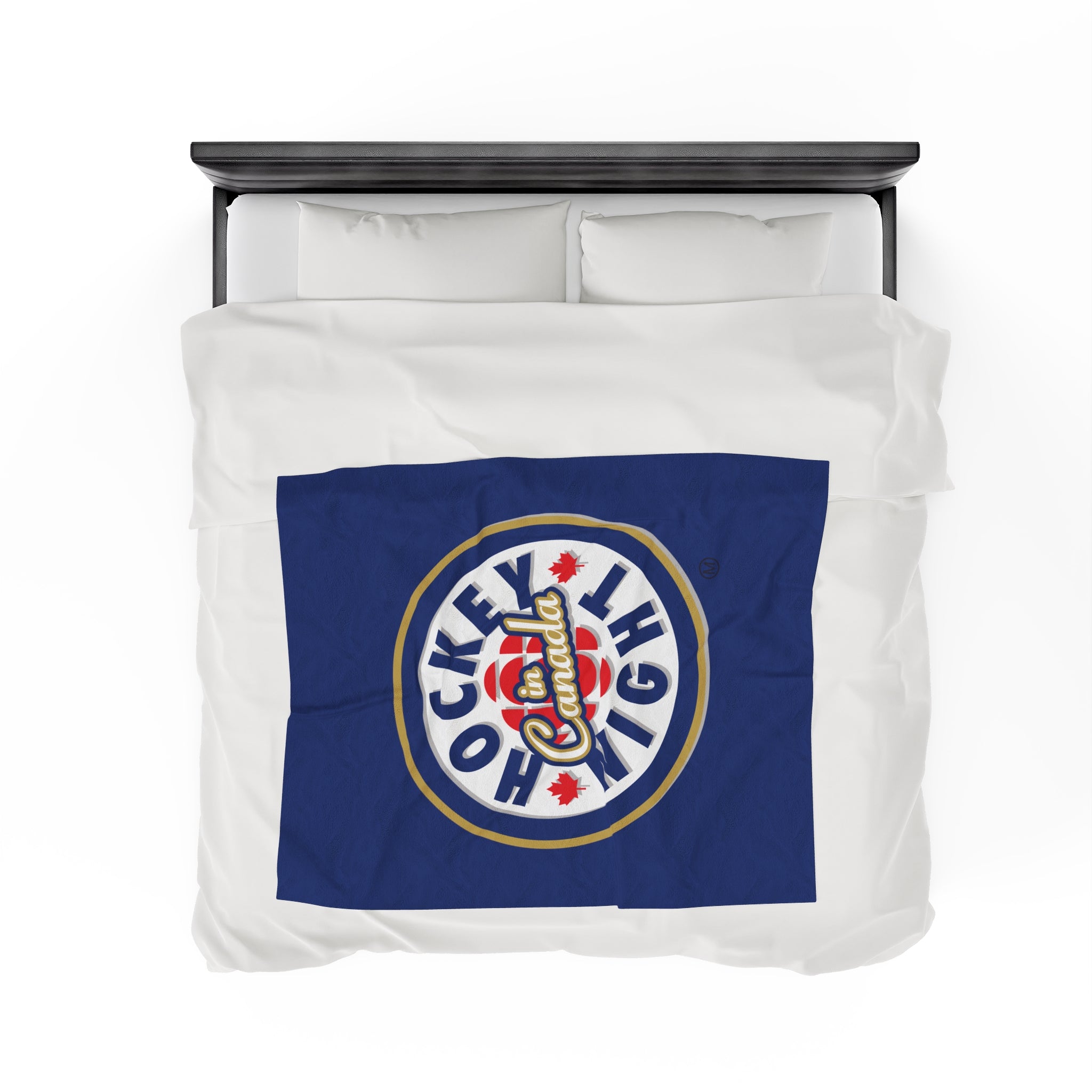 Hockey Night In Canada Blanket, HNIC- Licensed CBC, Blue Front/White Back Velveteen Plush Blanket