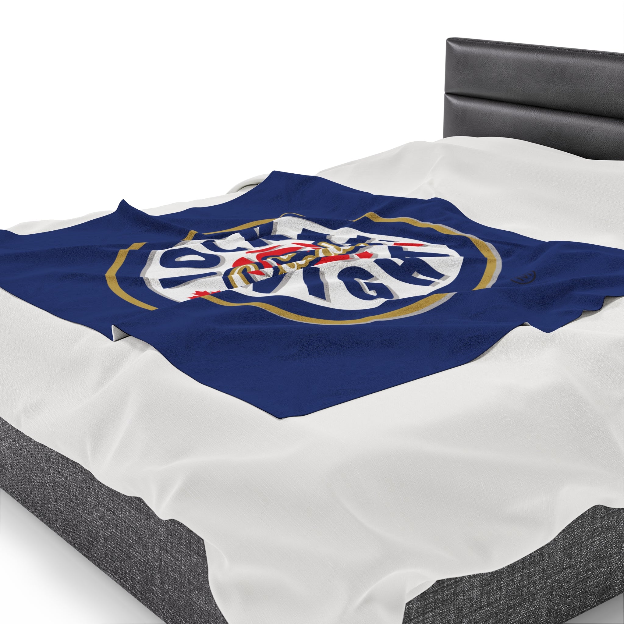 Hockey Night In Canada Blanket, HNIC- Licensed CBC, Blue Front/White Back Velveteen Plush Blanket