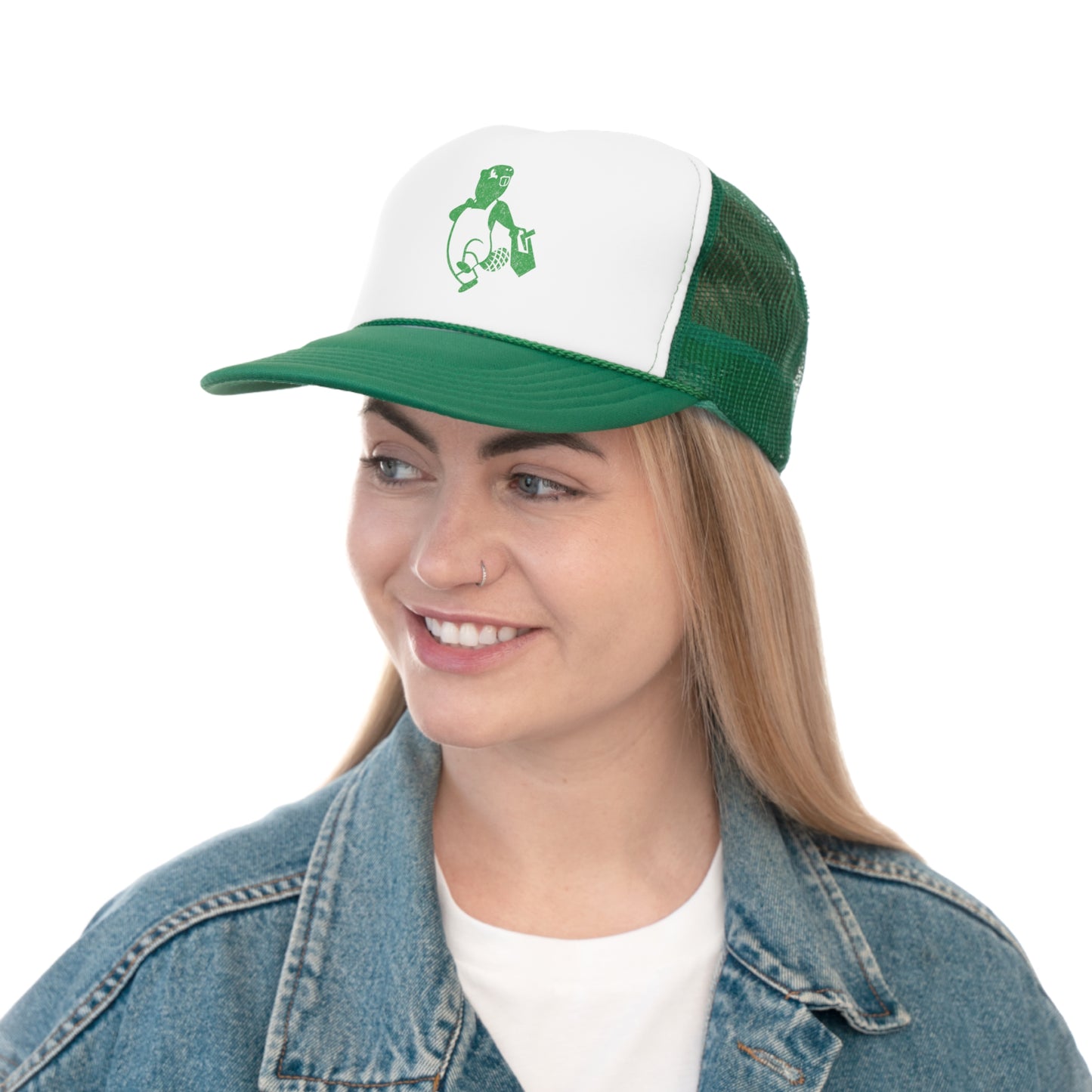 Joe Beaver Canadian Nostalgia Trucker Cap Green Logo Distressed