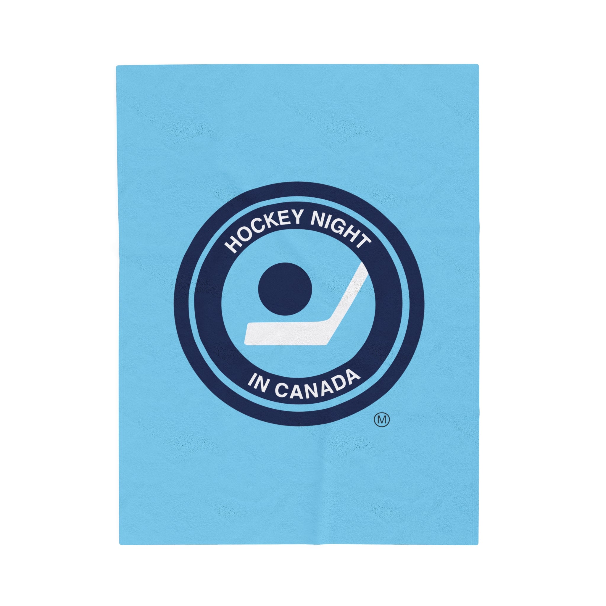 Hockey Night In Canada Retro Logo Blanket, HNIC- Licensed CBC, Retro Blue Front/White Back Velveteen Plush Blanket