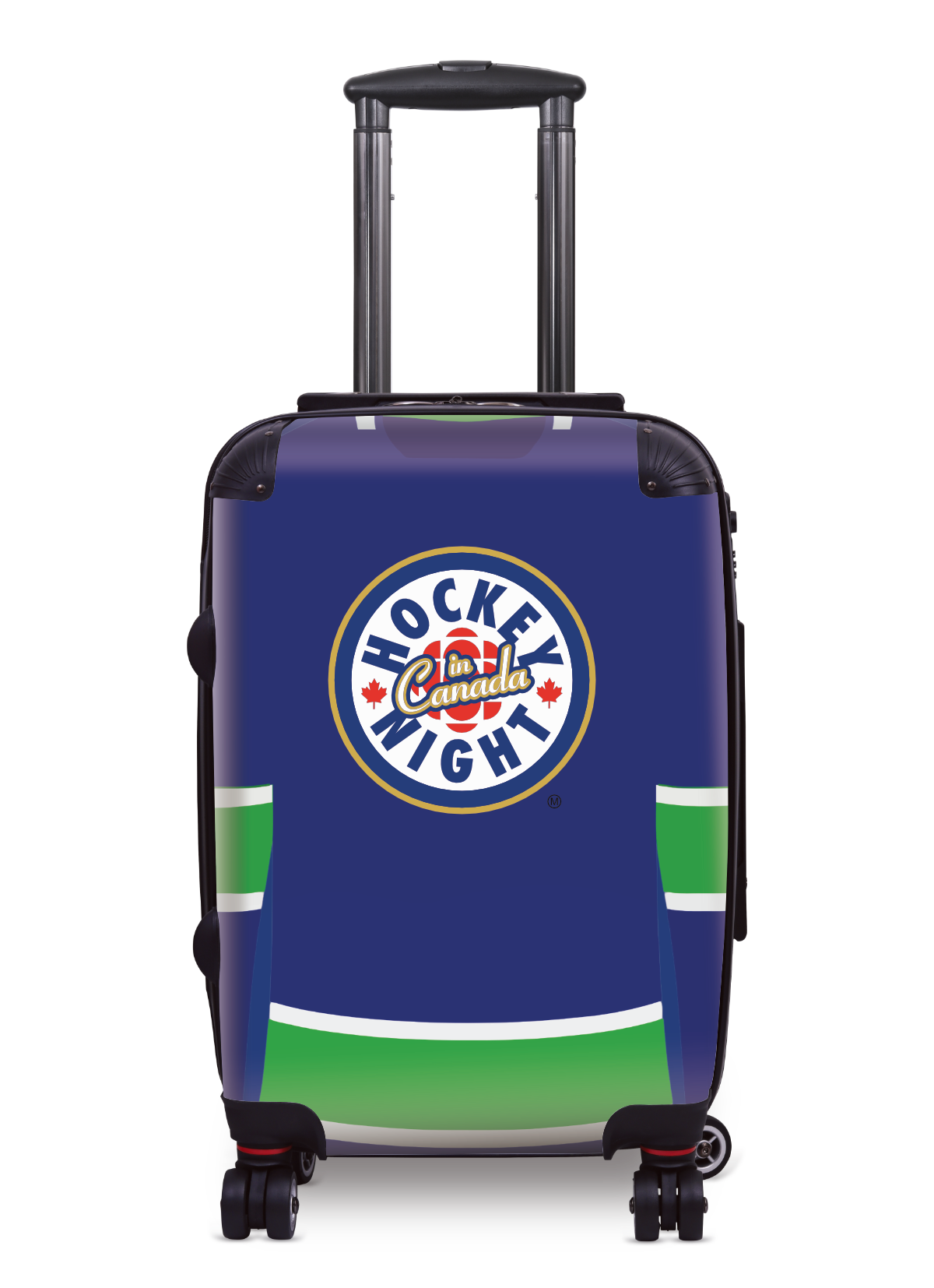 Hockey Night In Canada Luggage - Classic Logo and Blue Vancouver Sweater Design Officially Licensed