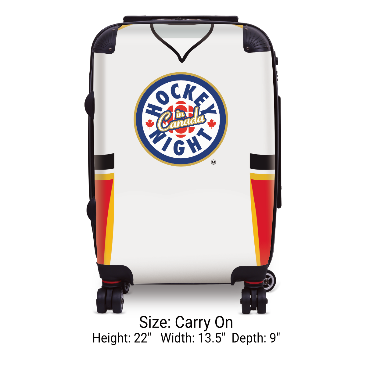 Hockey Night In Canada Luggage - Classic Logo and White Calgary Sweater Design Officially Licensed