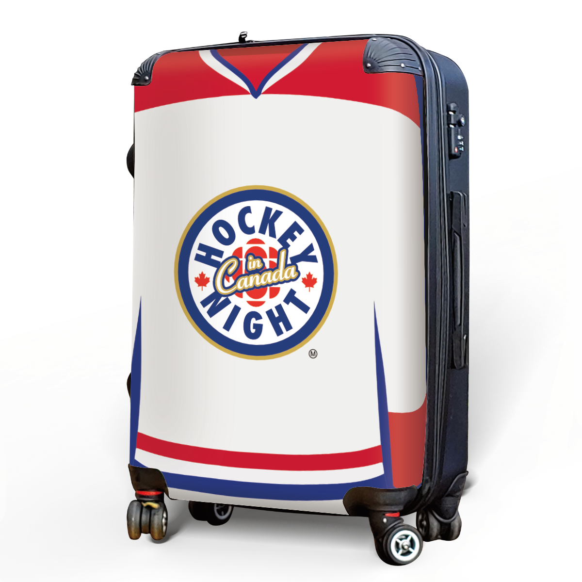 Hockey Night In Canada Luggage - Classic Logo and White Montreal Sweater Design Officially Licensed