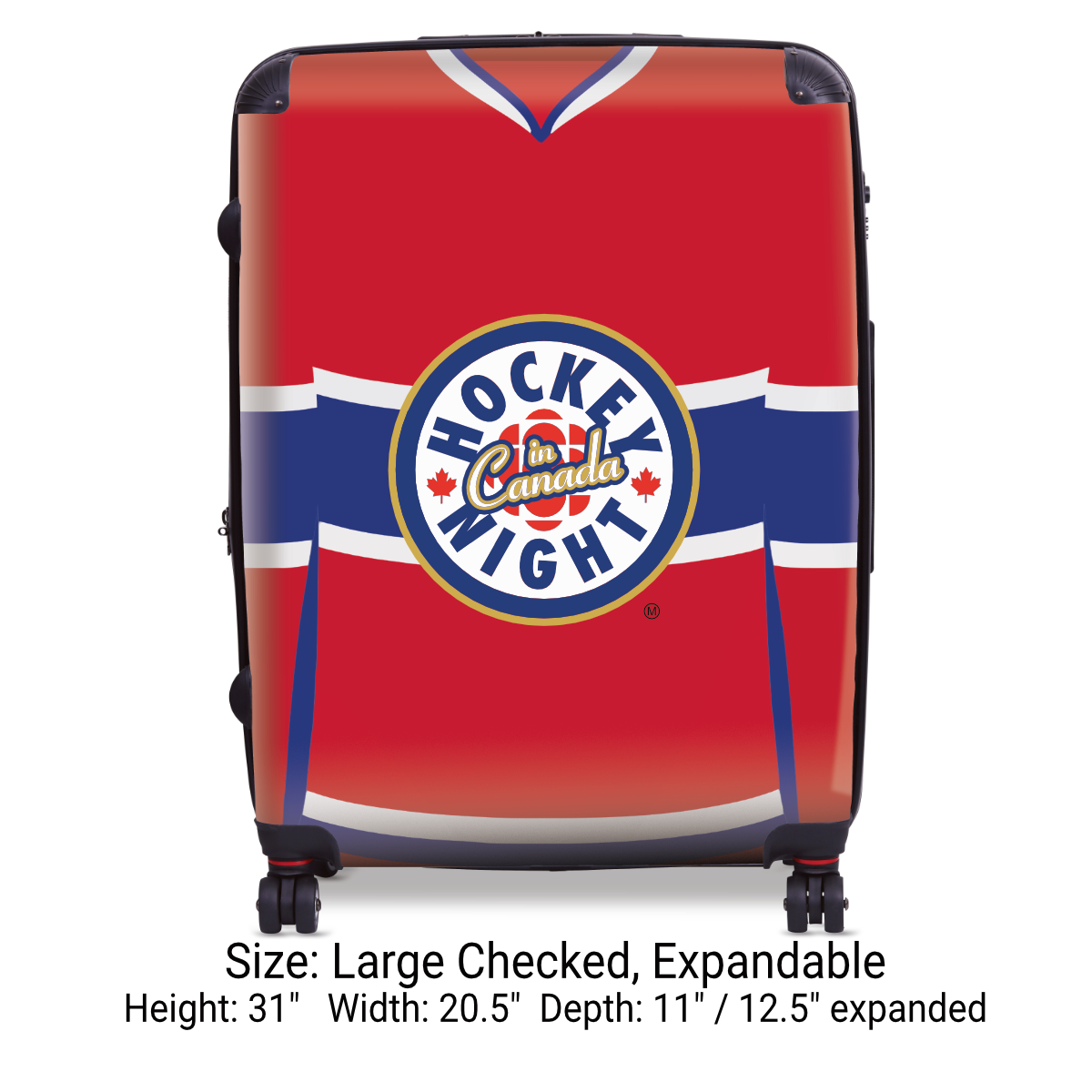 Hockey Night In Canada Luggage - Classic Logo and Red Montreal Sweater Design Officially Licensed