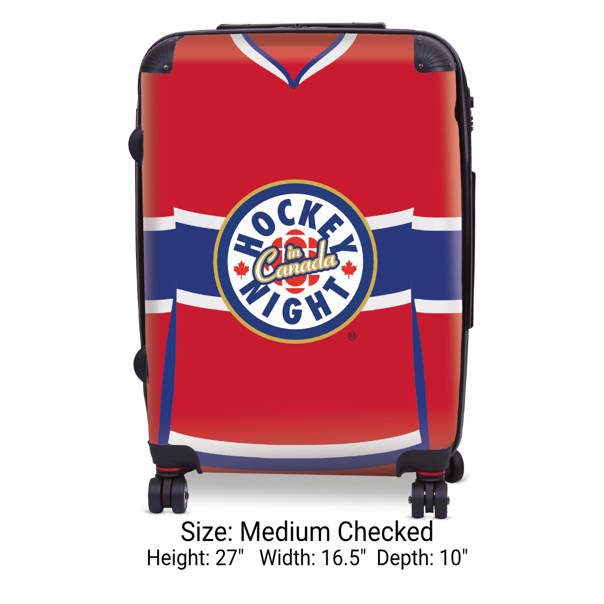 Hockey Night In Canada Luggage - Classic Logo and Red Montreal Sweater Design Officially Licensed