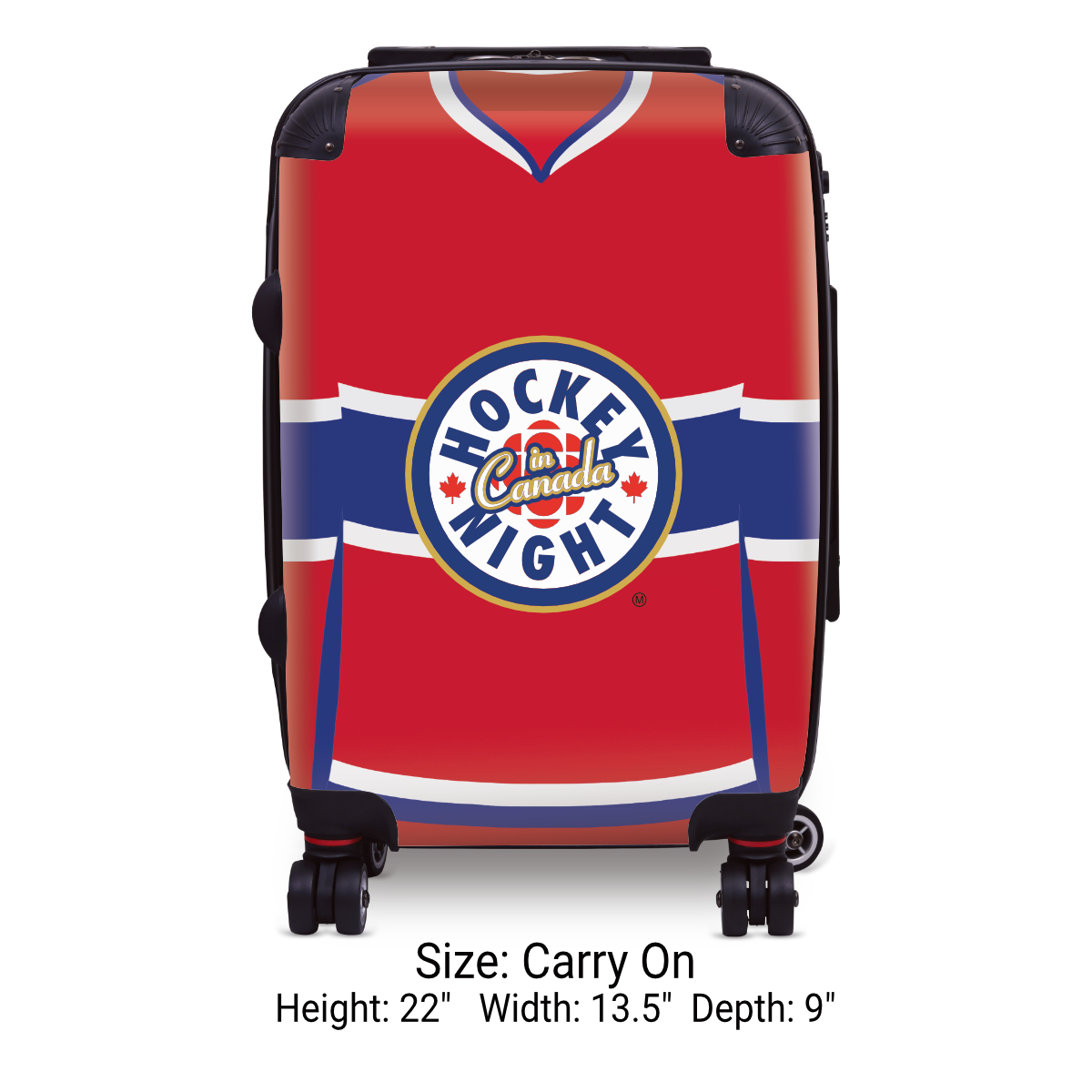 Hockey Night In Canada Luggage - Classic Logo and Red Montreal Sweater Design Officially Licensed