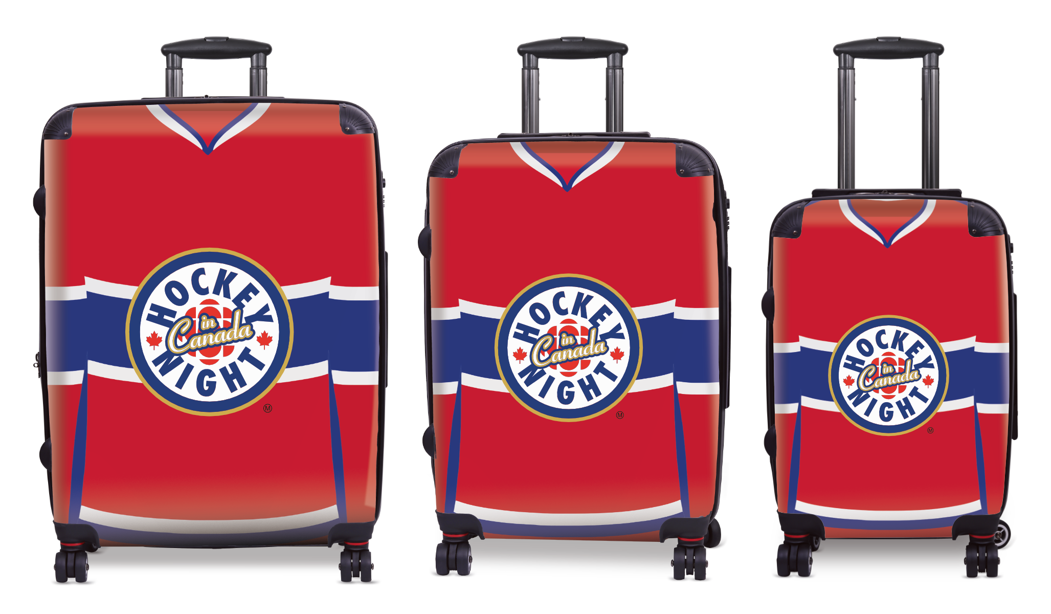 Hockey Night In Canada Luggage - Classic Logo and Red Montreal Sweater Design Officially Licensed