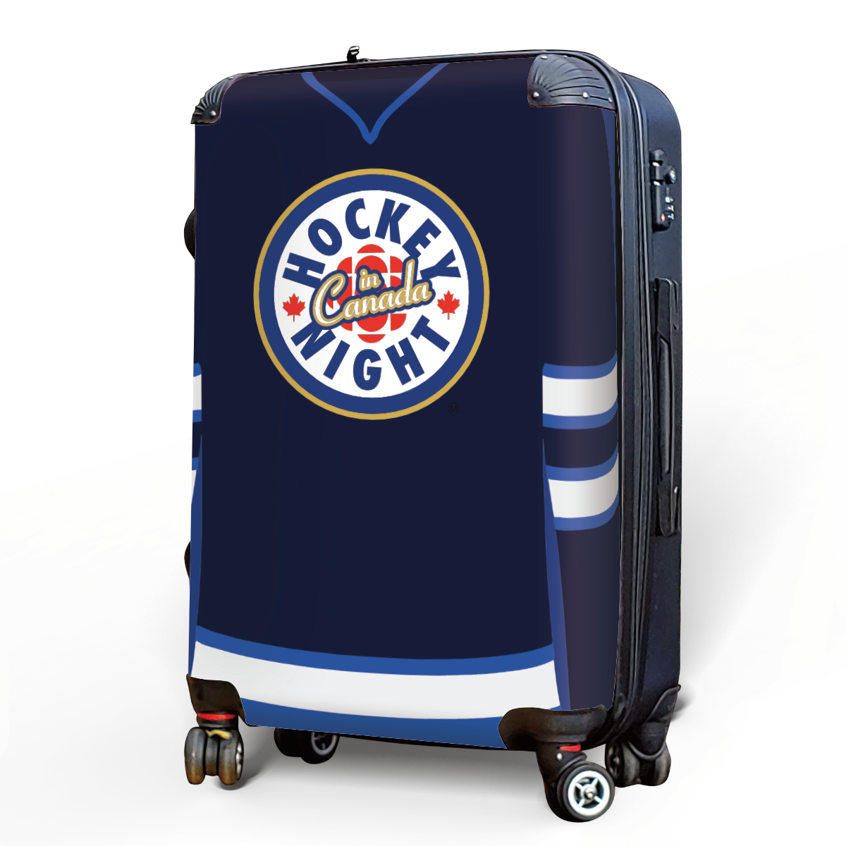 Hockey Night In Canada Luggage - Classic Logo and Blue Winnipeg Sweater Design Officially Licensed