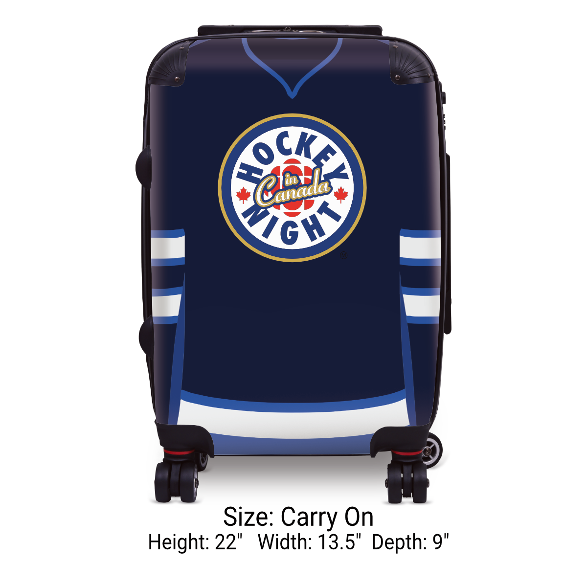 Hockey Night In Canada Luggage - Classic Logo and Blue Winnipeg Sweater Design Officially Licensed