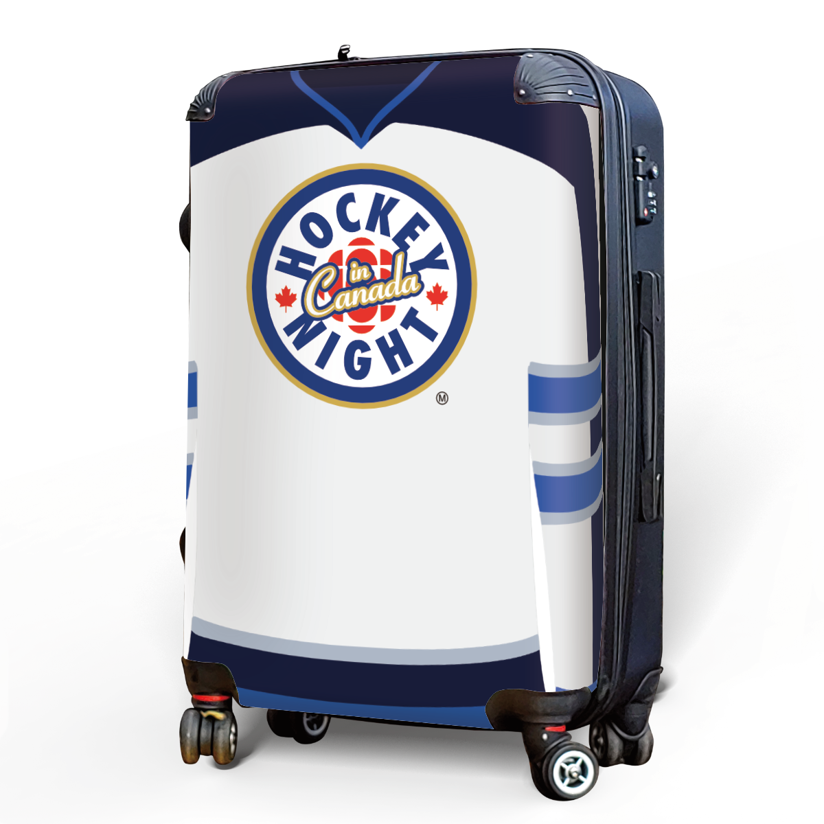 Hockey Night In Canada Luggage - Classic Logo and White Winnipeg Sweater Design Officially Licensed