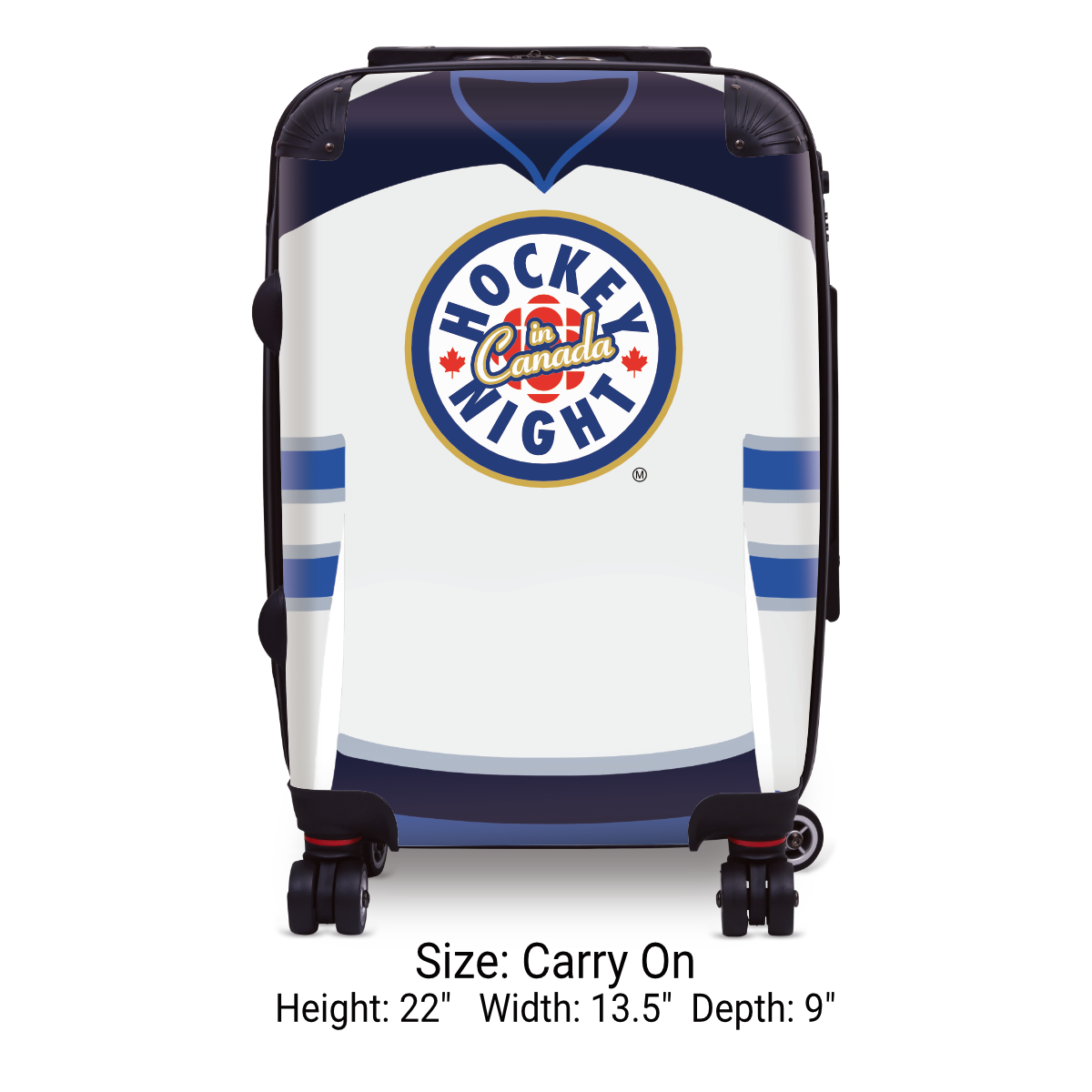 Hockey Night In Canada Luggage - Classic Logo and White Winnipeg Sweater Design Officially Licensed