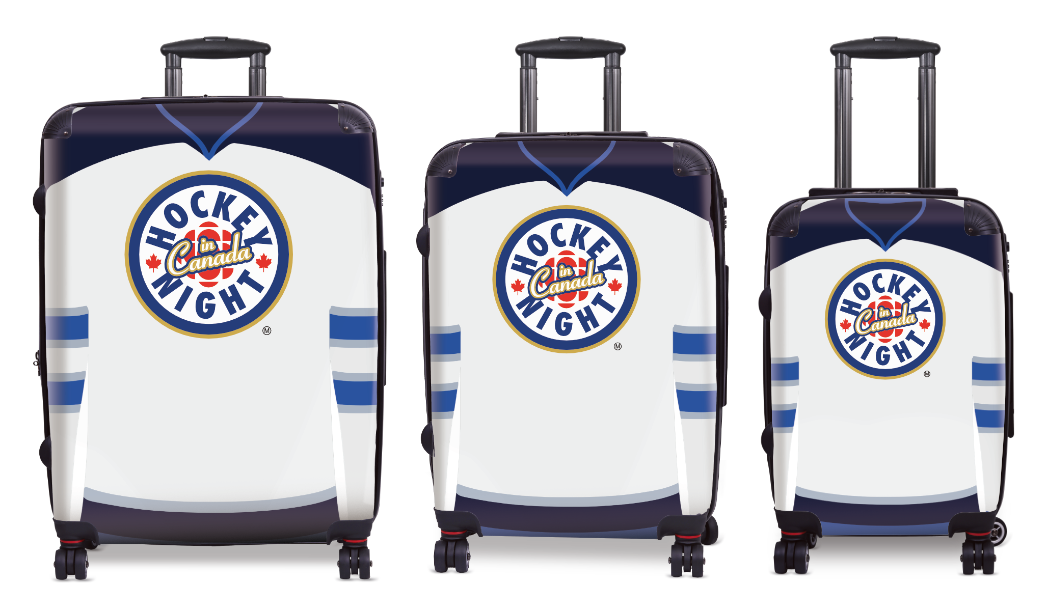 Hockey Night In Canada Luggage - Classic Logo and White Winnipeg Sweater Design Officially Licensed