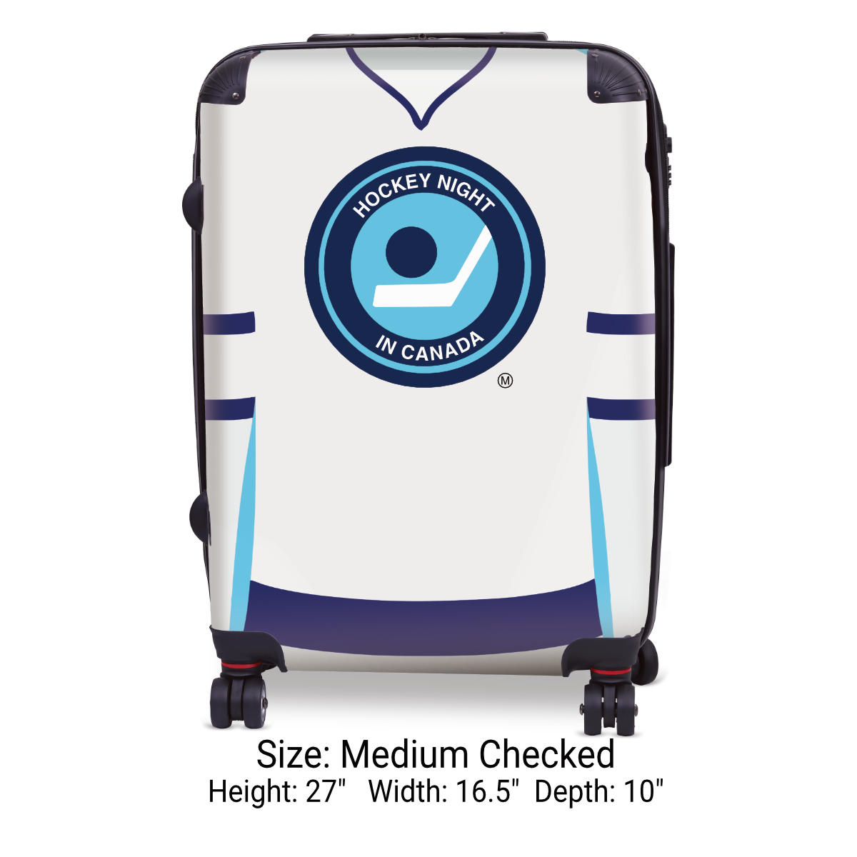 Hockey Night In Canada Luggage - Retro Logo and White Toronto Sweater Design Officially Licensed