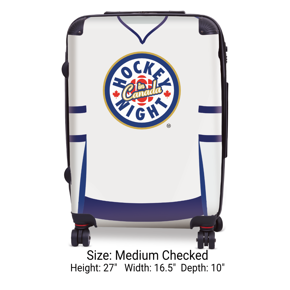 Hockey Night In Canada Luggage - Classic Logo and White Toronto Sweater Design Officially Licensed