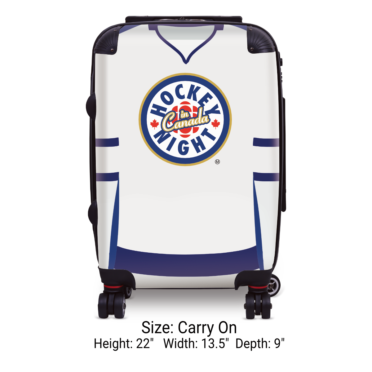 Hockey Night In Canada Luggage - Classic Logo and White Toronto Sweater Design Officially Licensed