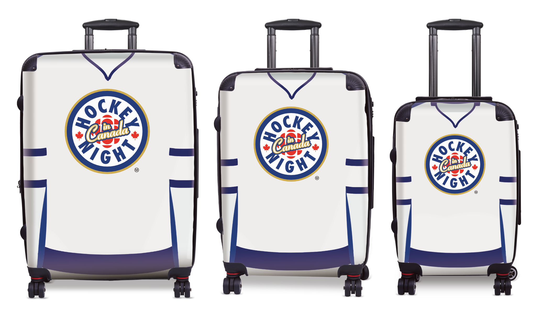 Hockey Night In Canada Luggage - Classic Logo and White Toronto Sweater Design Officially Licensed