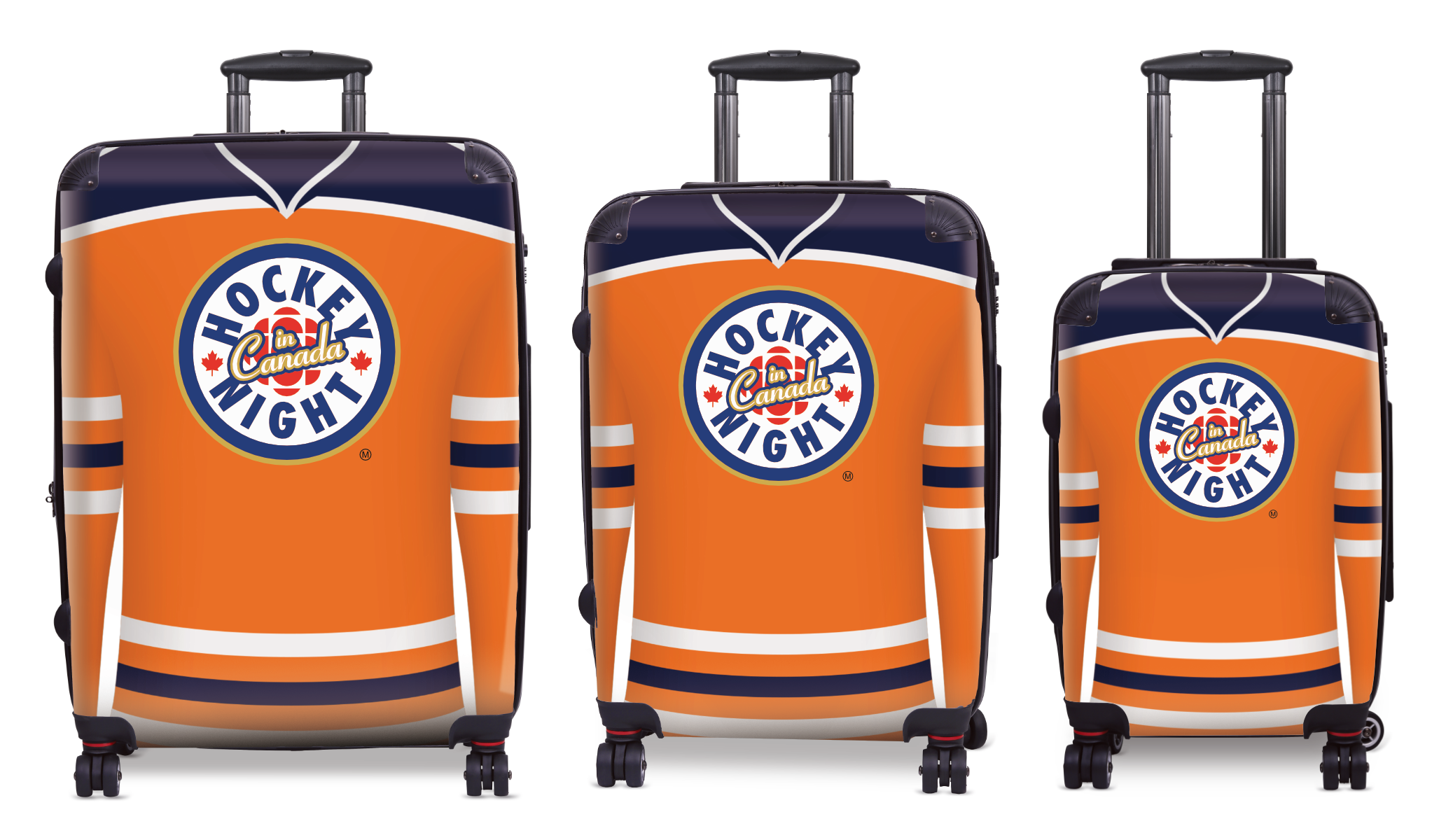 Hockey Night In Canada Luggage - Classic Logo and Orange Edmonton Sweater Design Officially Licensed