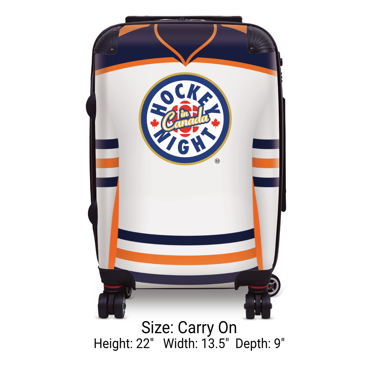 Hockey Night In Canada Luggage - Classic Logo and White Edmonton Sweater Design Officially Licensed