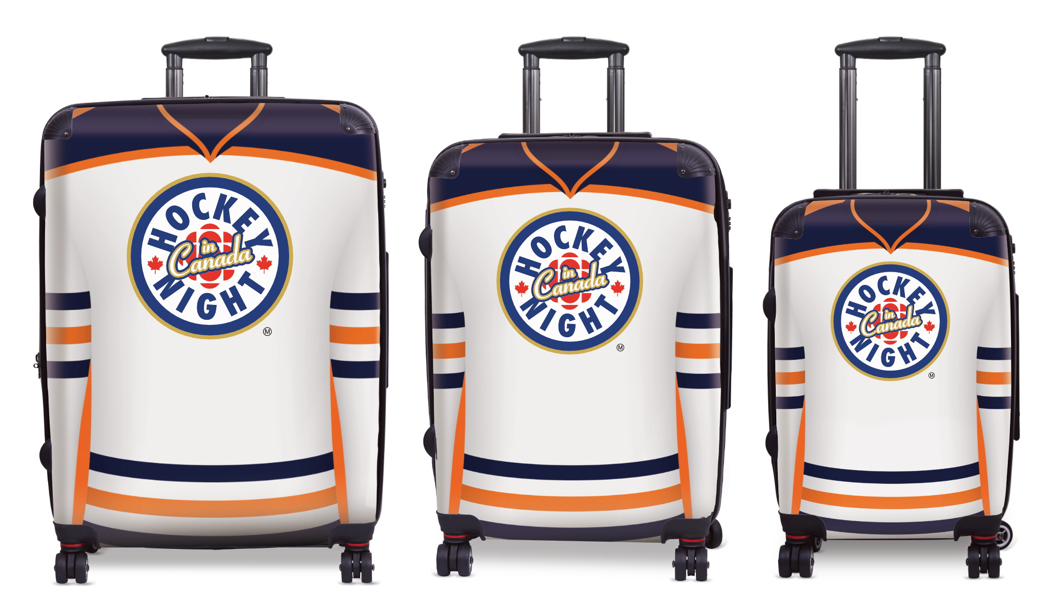 Hockey Night In Canada Luggage - Classic Logo and White Edmonton Sweater Design Officially Licensed