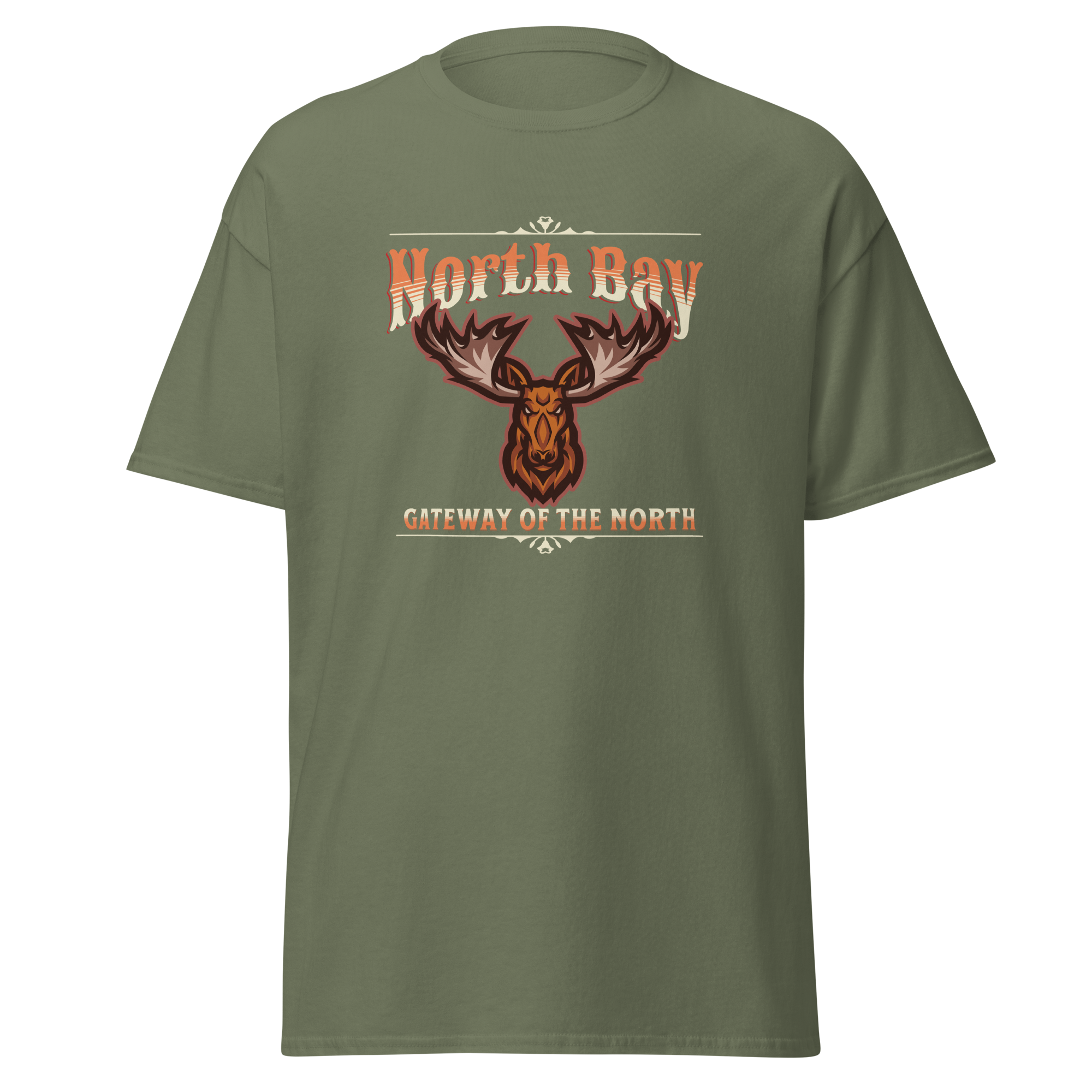 Canadian City T-Shirt, North Bay, Ontario, Moose Design, Gateway of the North, Men's T-Shirt