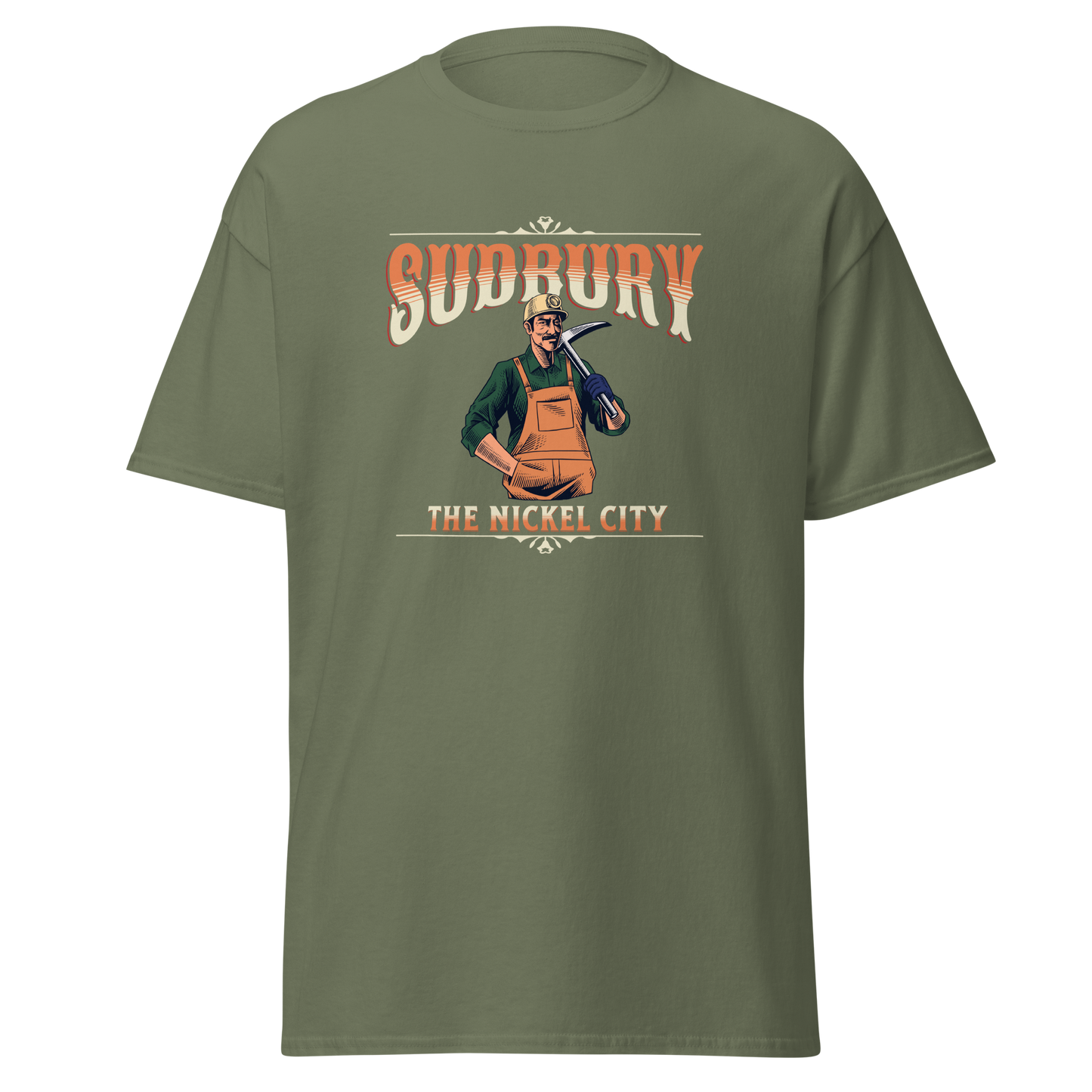 Canadian City T-Shirt, Sudbury, Ontario, Miner Design, The Nickel City, Men's T-Shirt