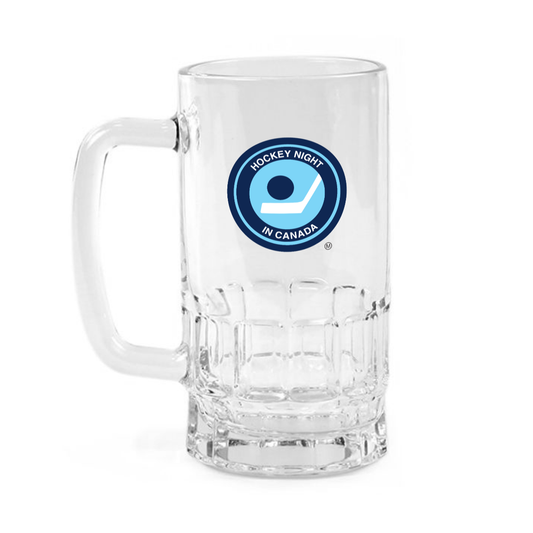 Retro Hockey Night In Canada Clear Glass Beer Mug | Officially Licensed Product | 18oz Clear Beer Mug