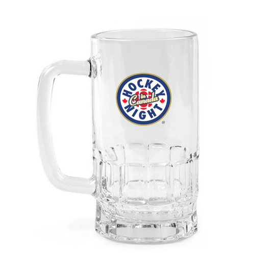 Hockey Night In Canada Clear Glass Beer Mug | Officially Licensed Product | 18oz Clear Beer Mug