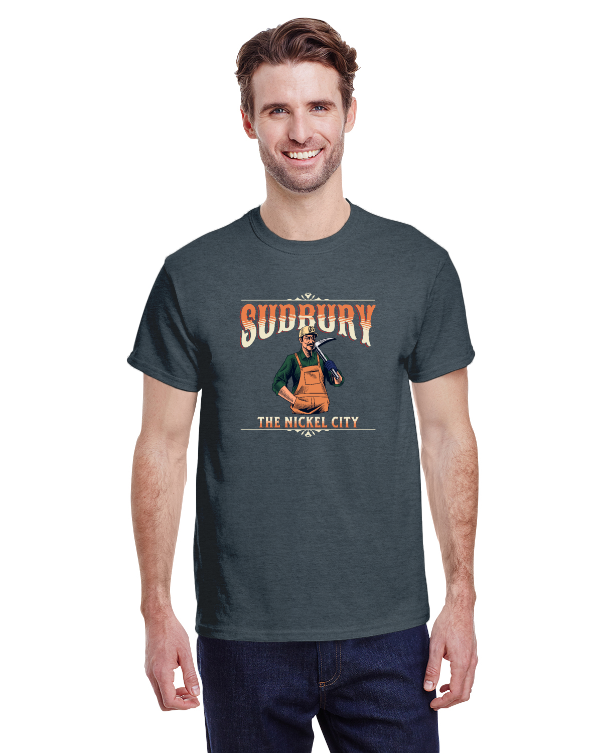 Canadian City T-Shirt, Sudbury, Ontario, Miner Design, The Nickel City, Men's T-Shirt