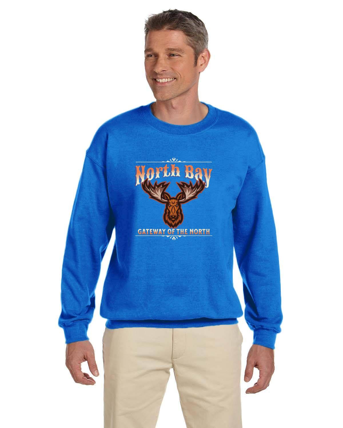 Canadian City Sweatshirt, North Bay, Ontario, Moose Design, Gateway of the North, Men's Sweatshirt M1