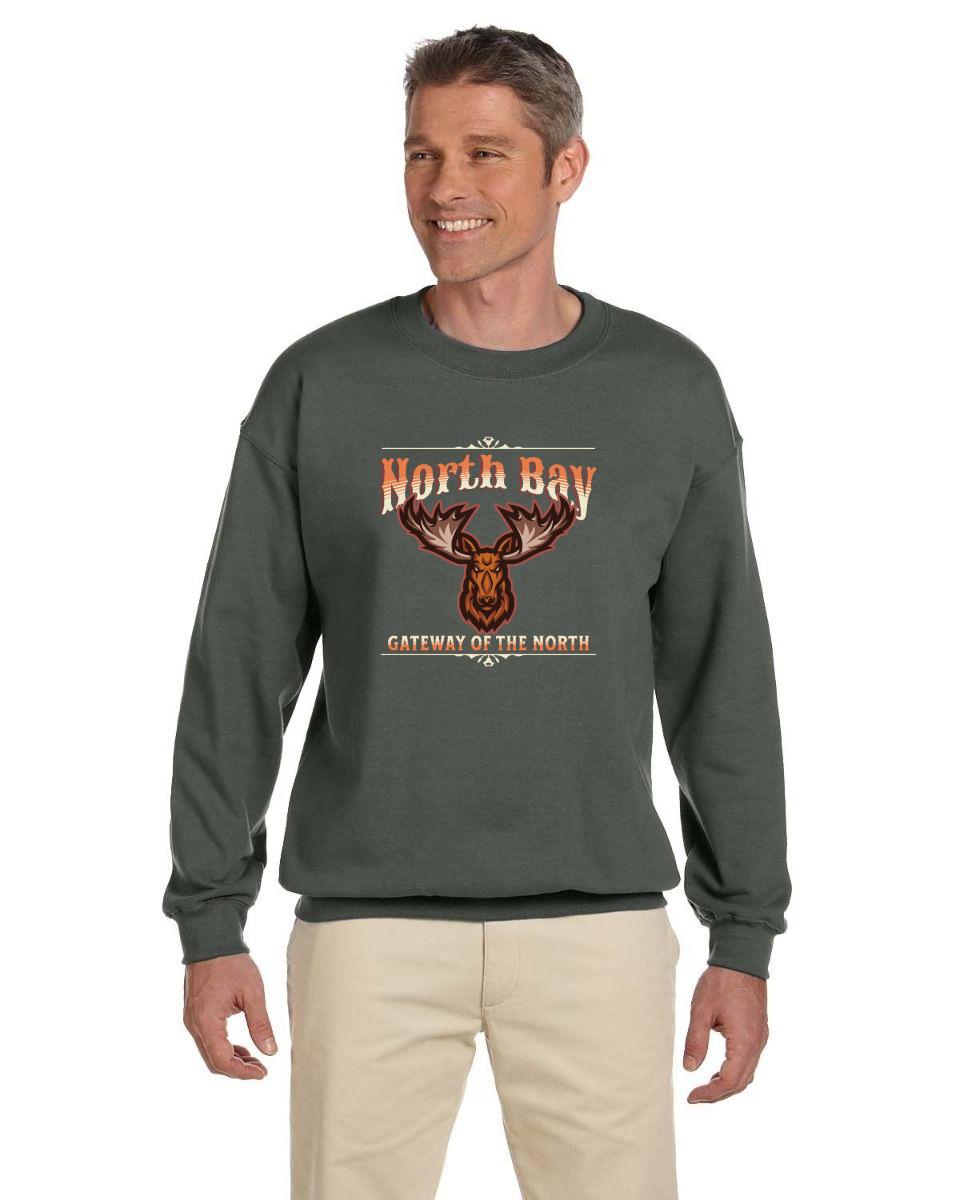 Canadian City Sweatshirt, North Bay, Ontario, Moose Design, Gateway of the North, Men's Sweatshirt M1