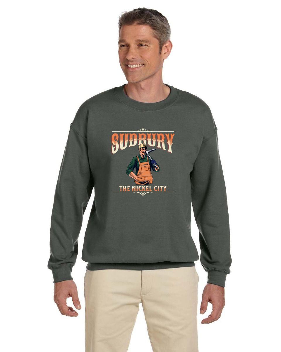 Canadian City Sweatshirt, Sudbury, Ontario, Miner Design, The Nickel City, Men's Sweatshirt S1