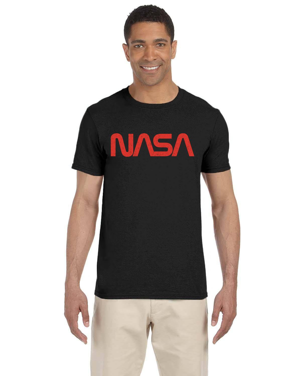 NASA Worm Distressed Logo Men's T-Shirt: Official Space Agency Graphic Tee