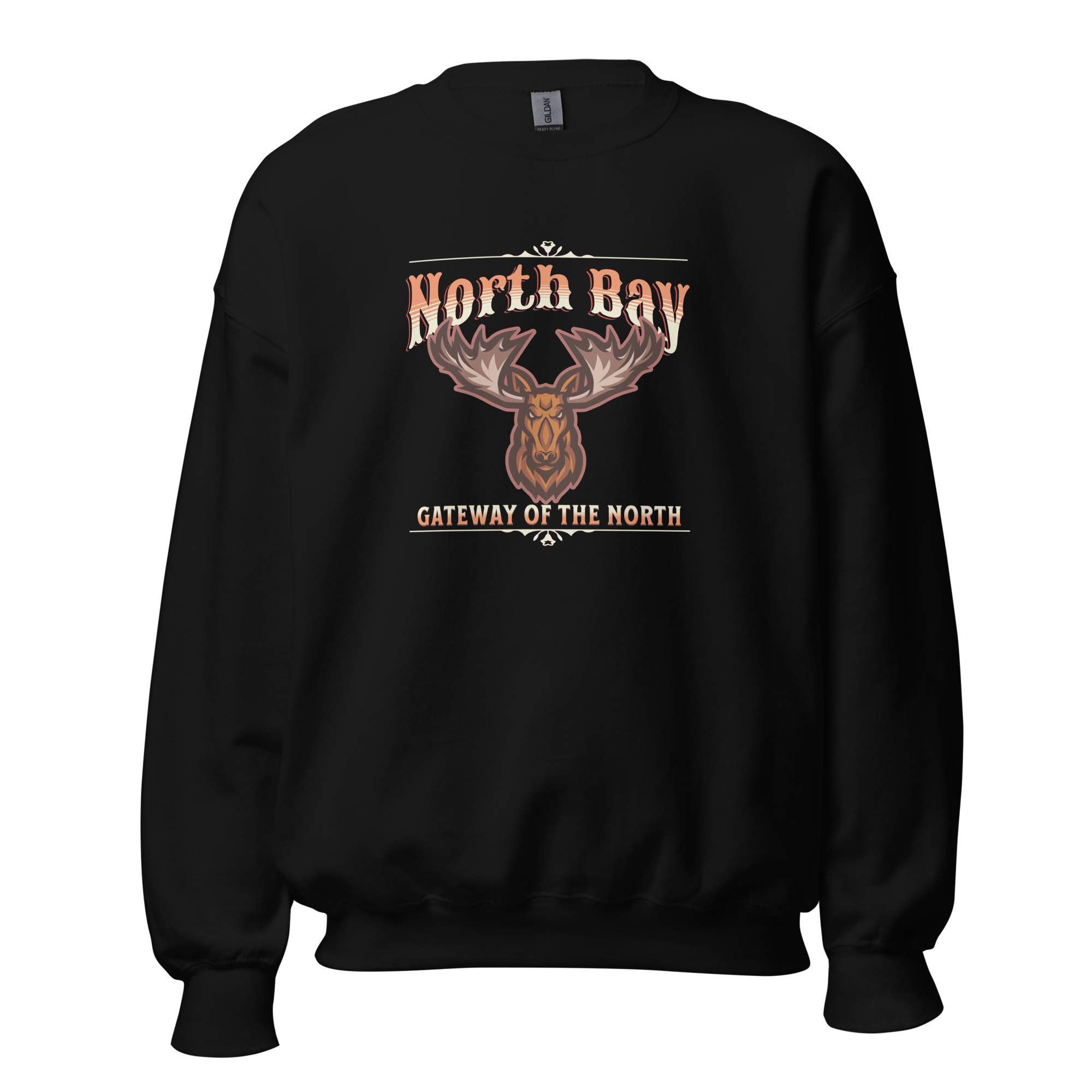 Canadian City Sweatshirt, North Bay, Ontario, Moose Design, Gateway of the North, Men's Sweatshirt M1