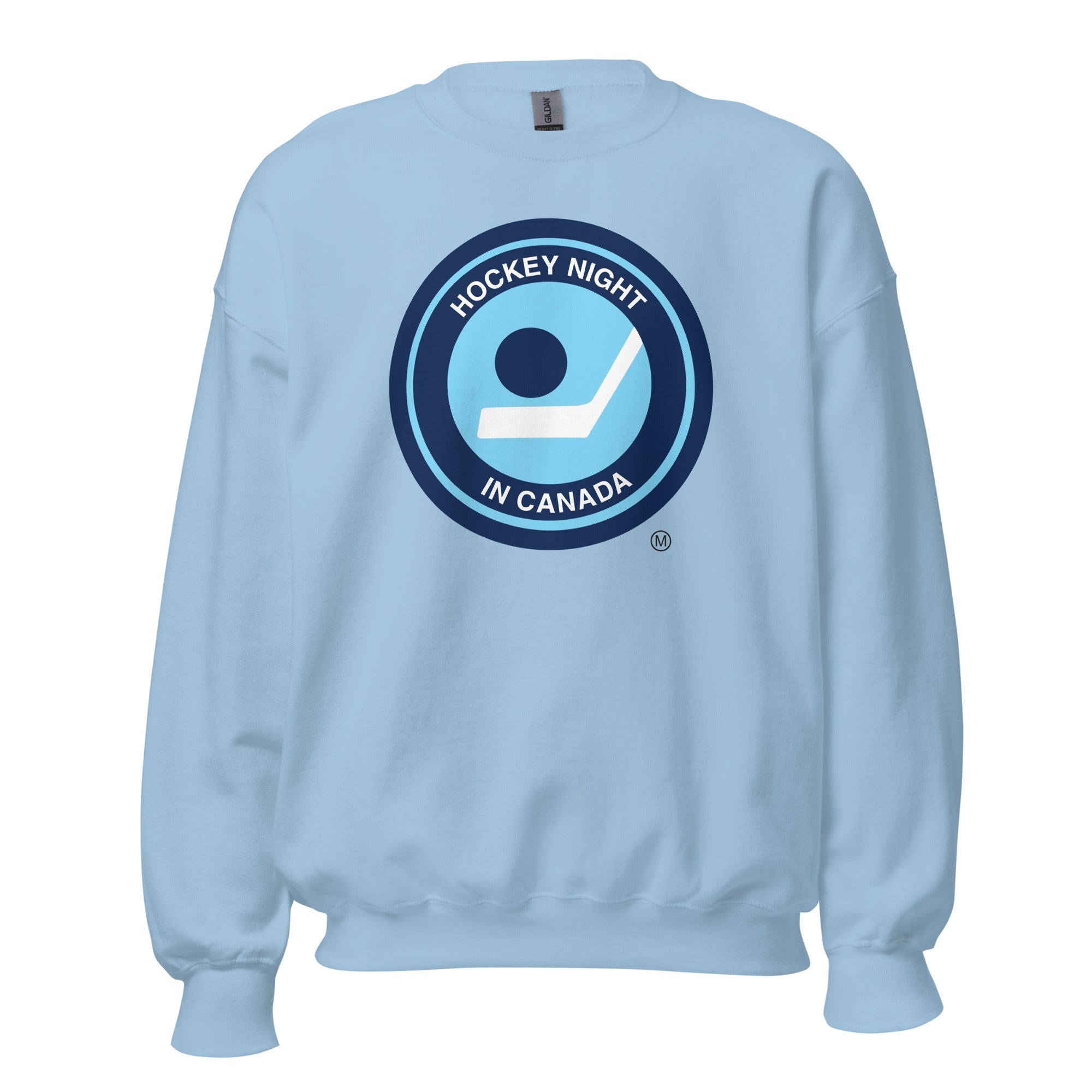 Hockey Night In Canada Retro Logo, Hockey Sweatshirt, HNIC Sweatshirt - Licensed CBC Apparel, Light Blue Unisex