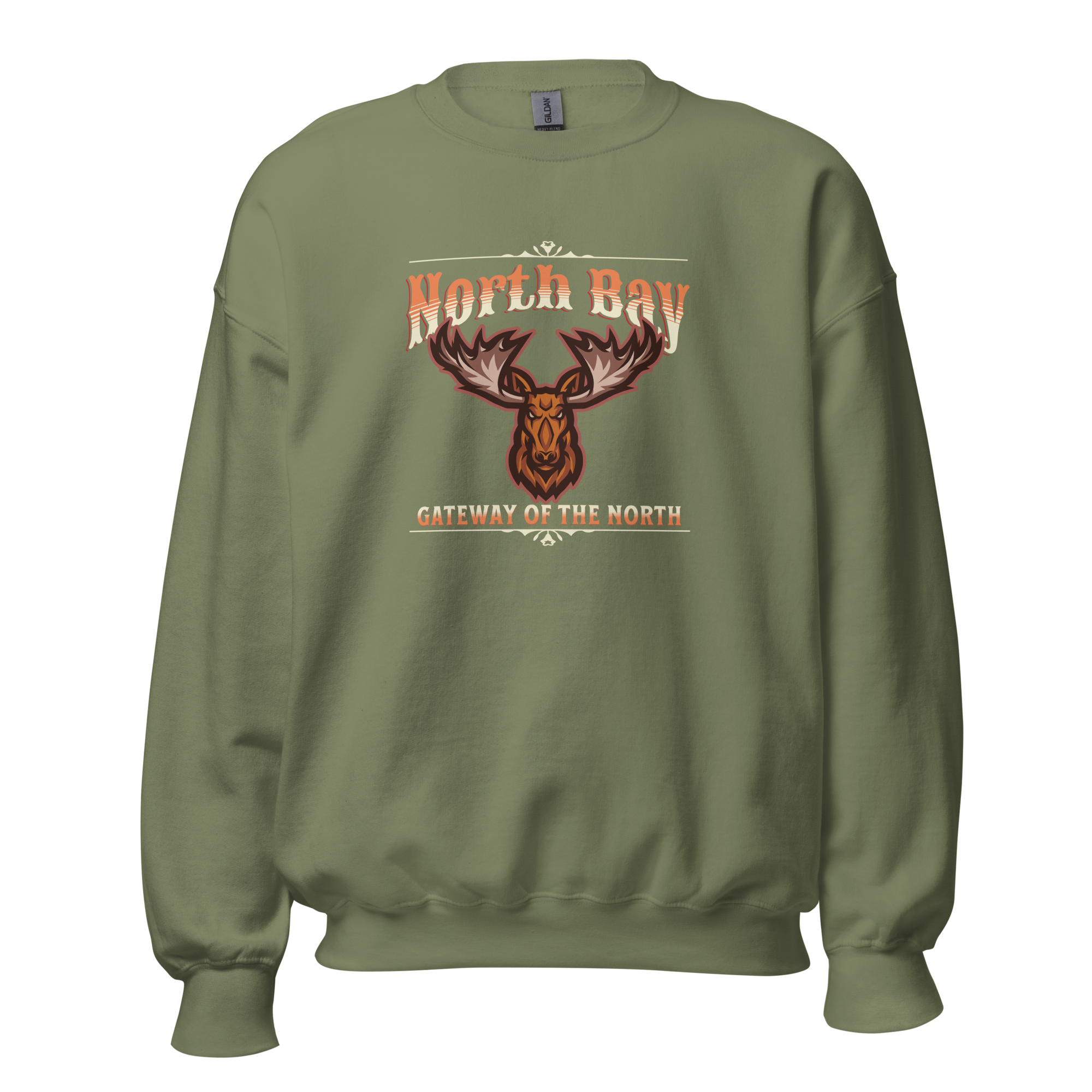 Canadian City Sweatshirt, North Bay, Ontario, Moose Design, Gateway of the North, Men's Sweatshirt M1