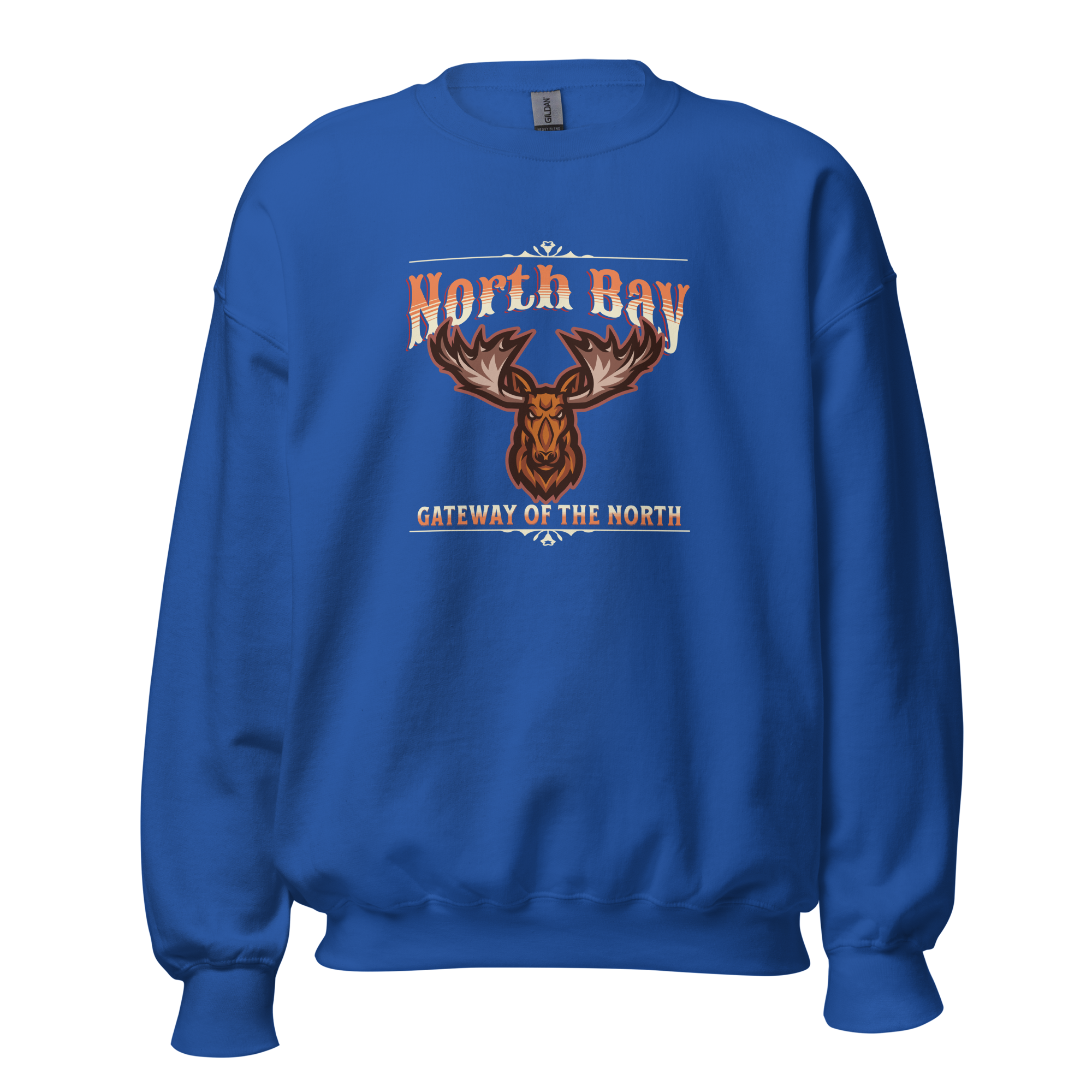 Canadian City Sweatshirt, North Bay, Ontario, Moose Design, Gateway of the North, Men's Sweatshirt M1