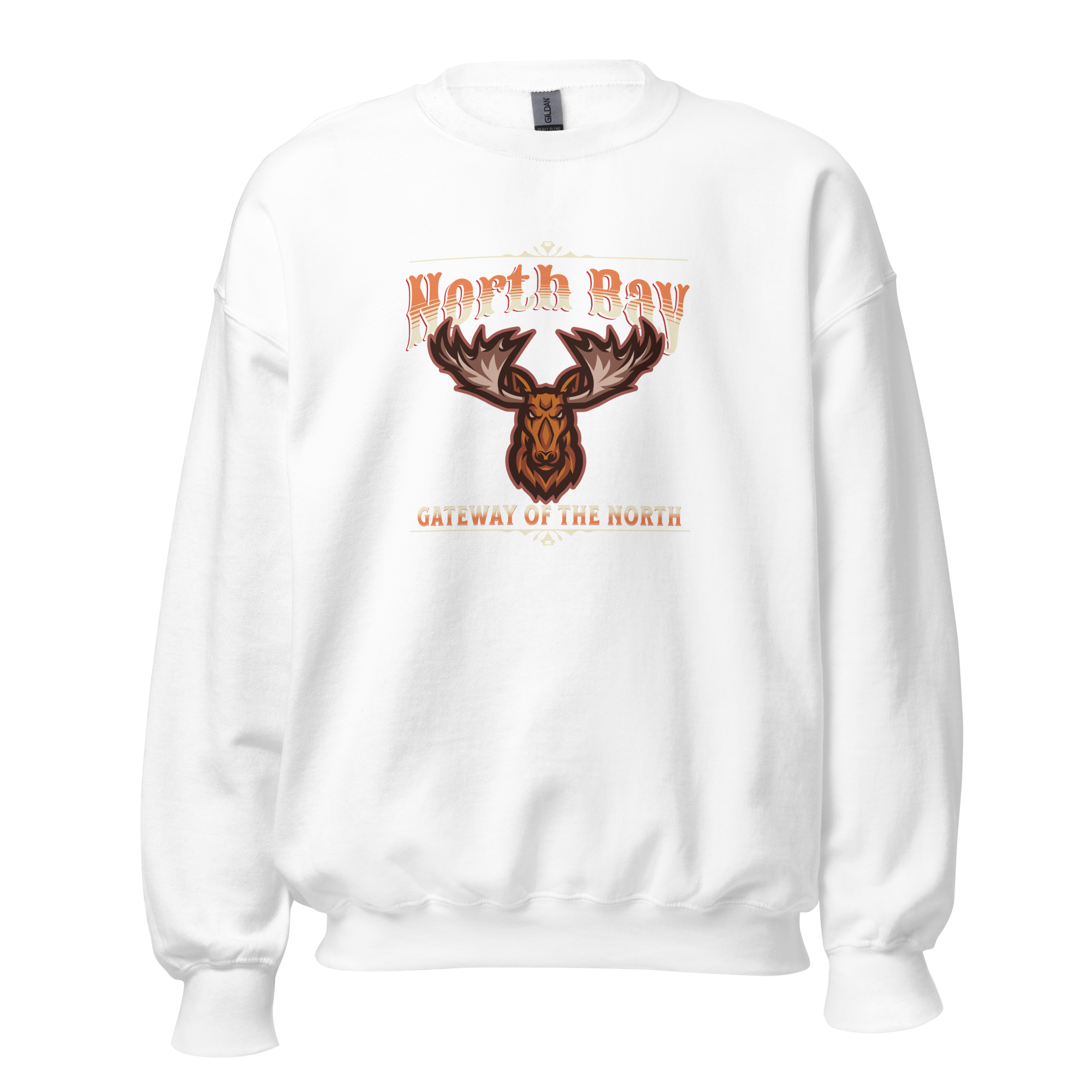 Canadian City Sweatshirt, North Bay, Ontario, Moose Design, Gateway of the North, Men's Sweatshirt M1