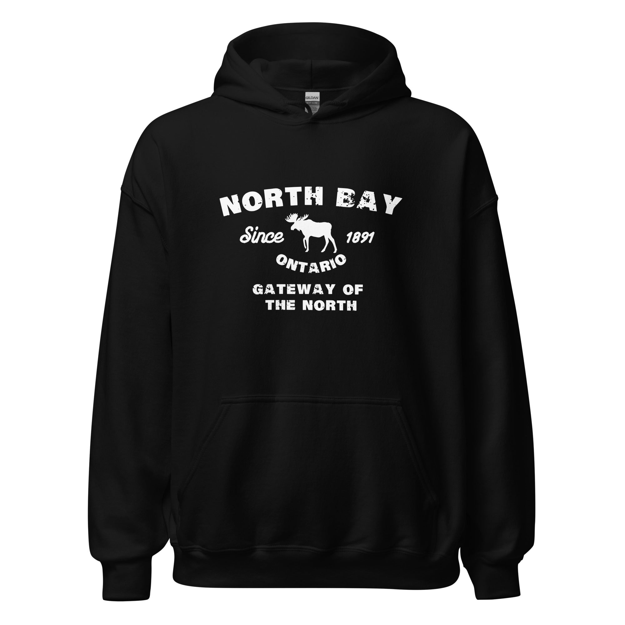 Canadian City Hoodie, North Bay, Ontario, Moose Design, Gateway of the North, Men's Hoodie