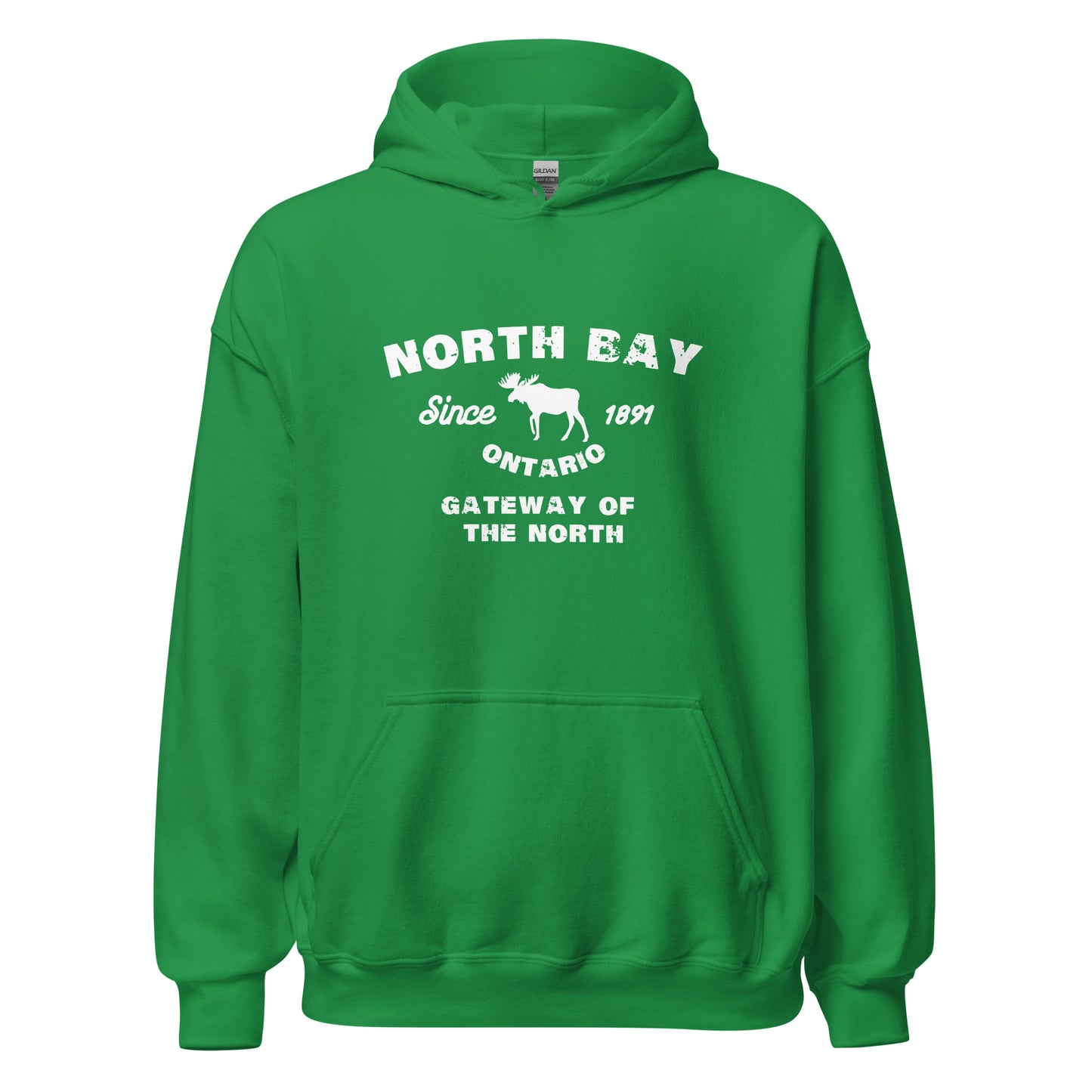 Canadian City Hoodie, North Bay, Ontario, Moose Design, Gateway of the North, Men's Hoodie