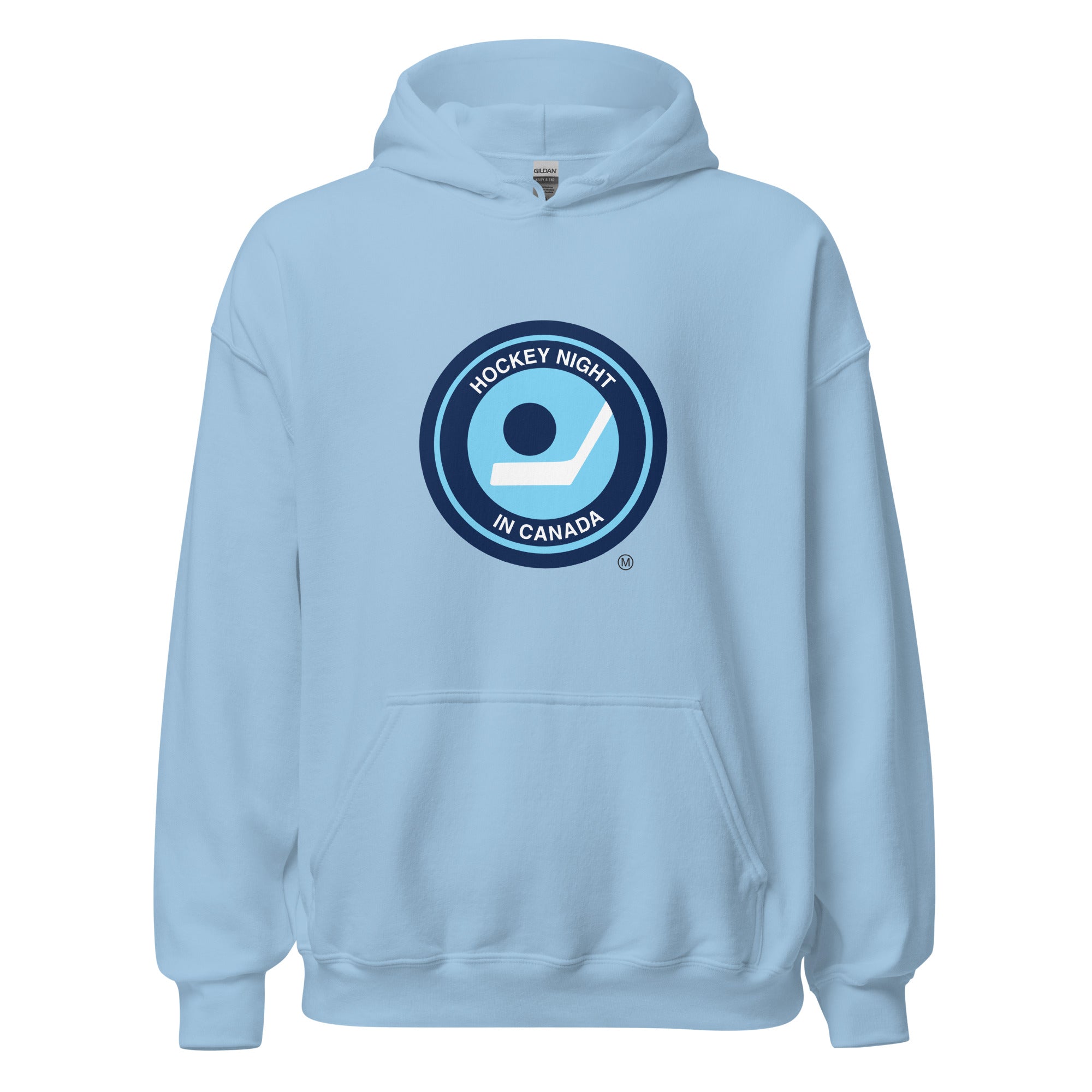 Hockey Night In Canada Retro Logo, Hockey Hoodie, HNIC Hoodie - Licensed CBC Apparel, Light Blue Unisex